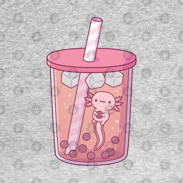 Cute Axolotl Swimming In Bubble Tea by rustydoodle